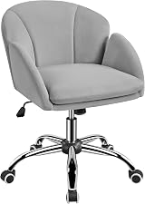 Yaheetech Velvet Computer Chair Light Gray with Armrests Multi Tilt 136kg