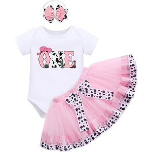 IBTOM CASTLE Toddler Baby Girl 1st 2nd Birthday Outfit Cowgirl Tutu Skirt | Toddler 1st 2nd Birthday Outfit Girl Cowgirl Romp