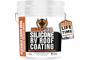 BEEST RV Roof Coating Silicone White, 1 Gal Covers up to 33.5 sq ft (2 Coat)| Liquid Rubber RV Roof Sealant for Trailer, Camper & Metal Building - Elastomeric Repair Coating, EPDM, TPO sealer, sealant