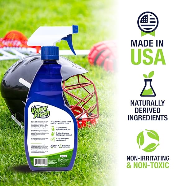 VAPOR FRESH SPORTS CLEANER AND DEODORIZER – FOR BOXING GLOVES, SPORTS PADS, HELMETS, GYM BAGS, GYM EQUIPMENT AND MORE – NATURALLY POWERED BY PLANTS, 16 FL OZ (1-PACK)