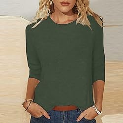 Womens 3/4 Length Sleeve Tops Solid Color Dressy