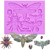 Gothic Skull Moth Spider Silicone Fondant Mold for Cake Decorating | Halloween Theme, Resin Craft Use, Multi-Shape Mold, Food-Safe Silicone, Detailed Insect Design
