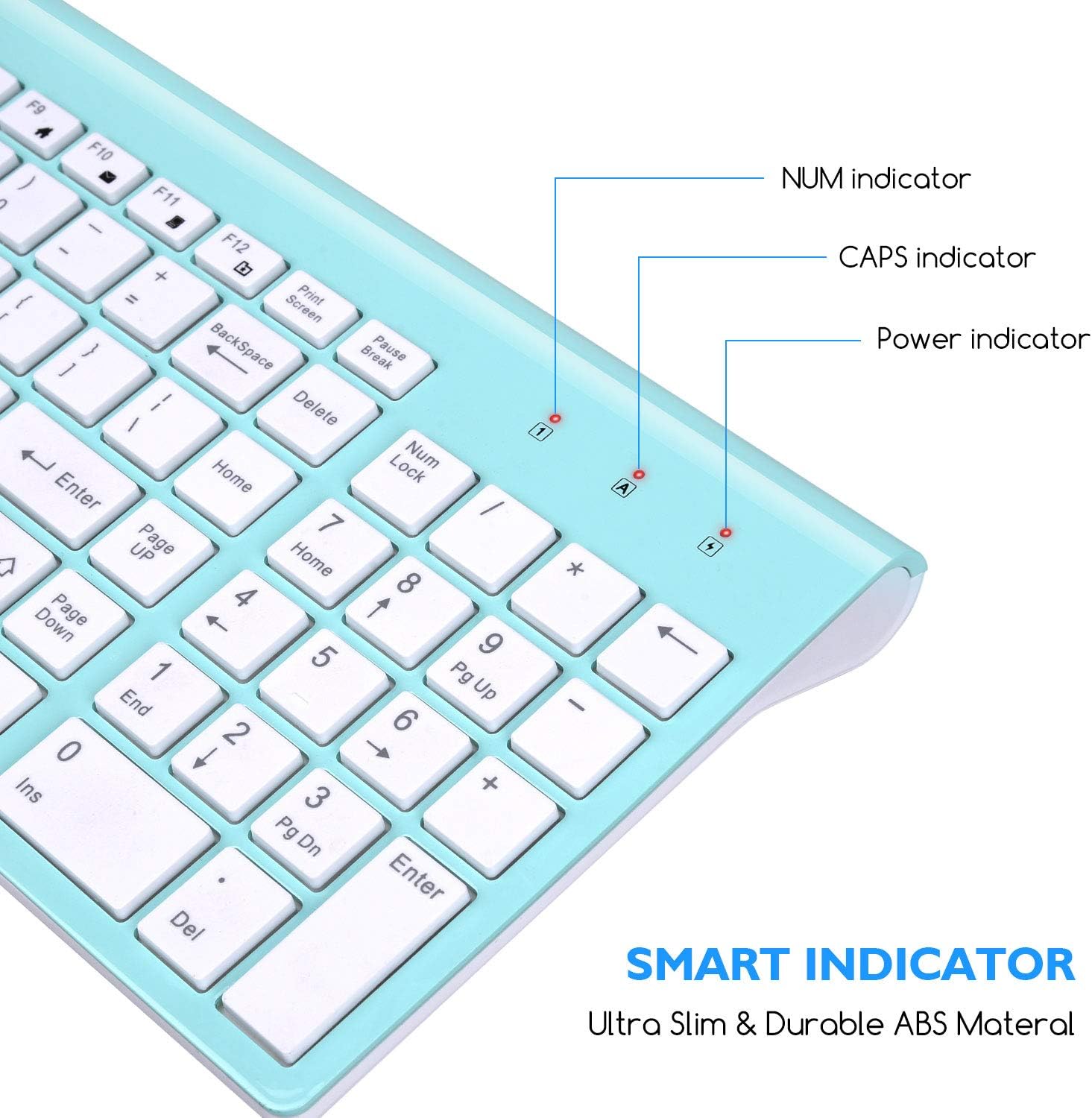 Wireless Keyboard Mouse Combo, Cimetech Compact Full Size Wireless Keyboard and Mouse Set 2.4G Ultra-Thin Sleek Design for Windows, Computer, Desktop, PC, Notebook, Laptop - (Turqouise): Computers & Accessories