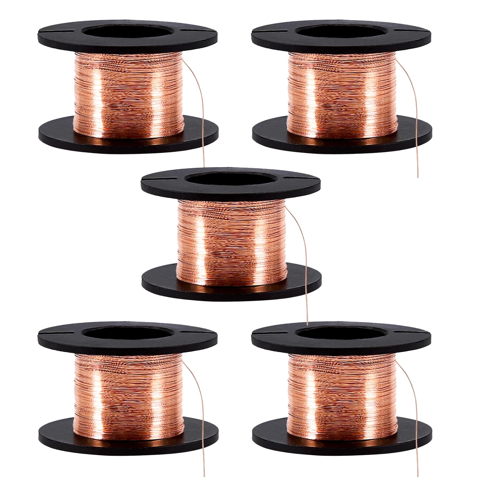 Jadeshay 0.1mm 30AWG Bronze Copper Enameled Wire, 5pcs x 15m (49.2ft), Part# Jadeshay03i8v5rkmg