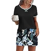 Ekouaer Women Pajama Set Casual Short Set