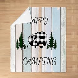 Camper All Season,Bed Blanket Happy Camping Plush