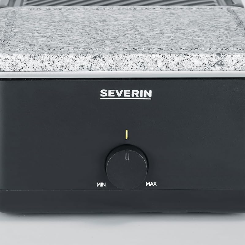 Raclette Grill, 1300W, 8 Padelline Antiaderenti Extra Profonde, Piastra Pietra Naturale e Ceramica, Temperatura Regolabile, 49,0 x 25,0 x 14,0 cm, Nero - RG 2366