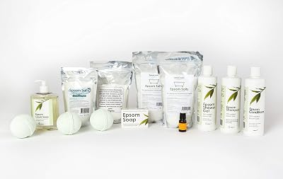 Epsom Luxury Bath Salts Gift Set 3pc Shower Gel Soap 1Kg Salts Bath Bomb