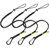 BearTOOLS Tool Lanyard with Single Carabiner and Adjustable Loop End, Standard Length, Maximum Weight Limit 8KG / 17.6lb, Aluminum Screw Lock Carabiner with Shock Cord Stopper, 0923S (3 Pack)