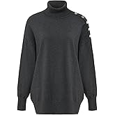 Women's Turtleneck Lantern Long Sleeve Pure Oversized Trendy Fall Winter Sweater