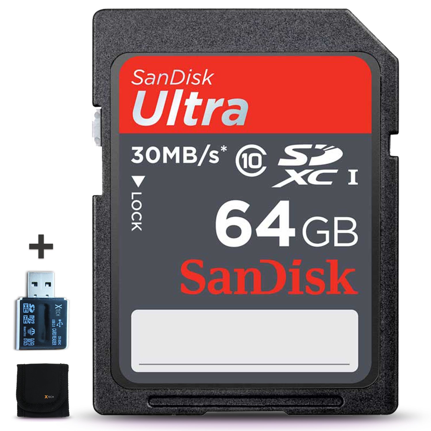 SanDisk 32GB Ultra Class 10 SDHC UHSI Memory Card + Card Reader for
