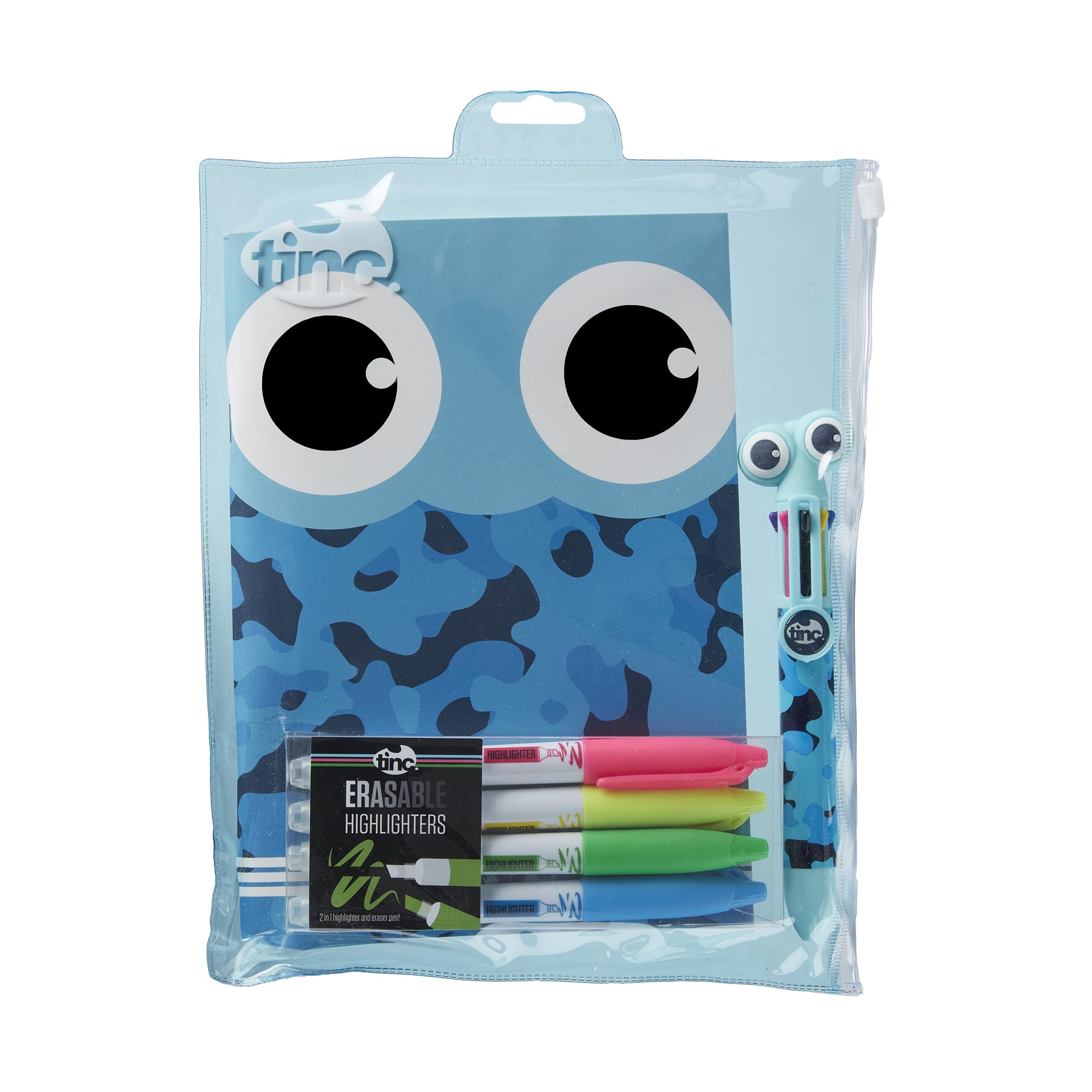 Tinc Tonkin Super Stationery Gift Set for Kids | Includes A5 Lined Notebook, Erasable Highlighters and Multi Click Pen | Gift Set - Blue 3 Count (Pack of 1), GFSSUPTO