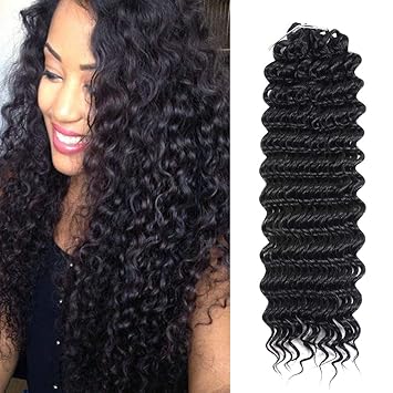 Amazon Com Una 18 Inch 9pcks Deep Wave Crochet Hair Synthetic