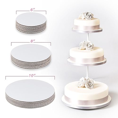 30 Pack Cake Boards 10 of Each Size Round, Circle Cardboard Base
