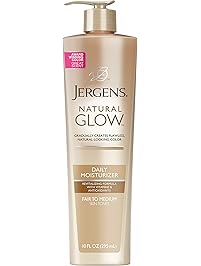 Jergens Natural Glow Daily Moisturizer for Body, Fair to Medium Skin Tones, 10 Ounce Pump