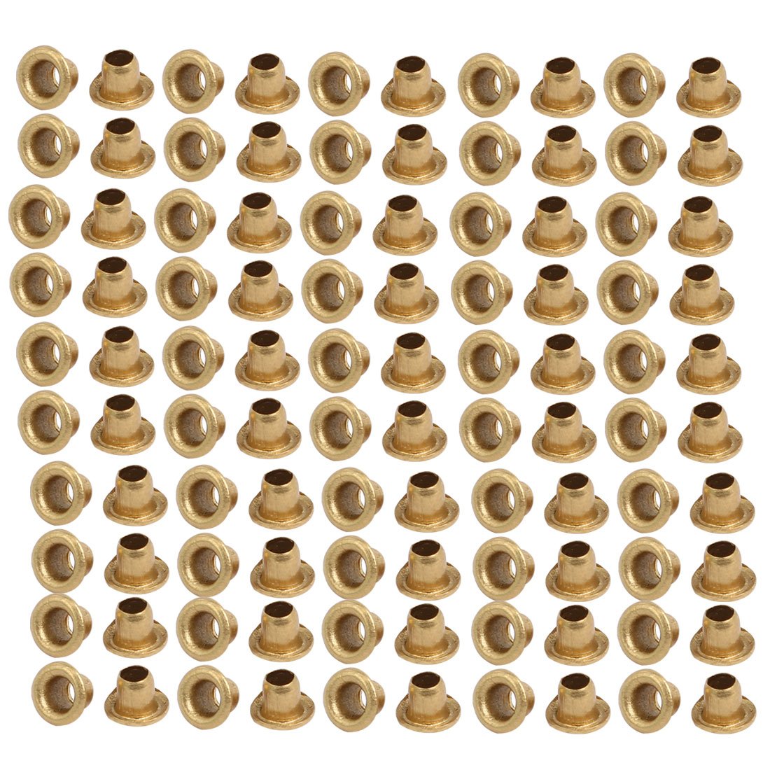 Sourcingmap 100pcs M2.5 x 2.5mm Brass Plated Metal Hollow Eyelets Rivets Gold Tone
