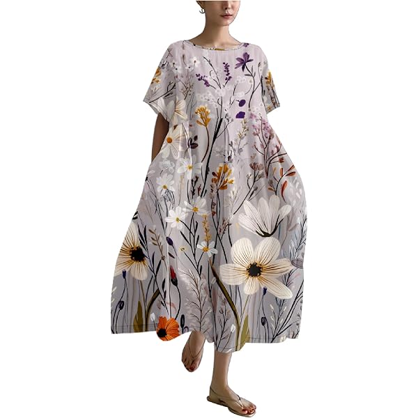 Womens Easter Dresses 2025 Casual Short Sleeve Crew Neck Midi Dress with  Pockets Funny Rabbit Egg Print Floral Dress Summer Trendy Oversized Flowy  Dress Beach Sundresses S at Amazon Women's Clothing store
