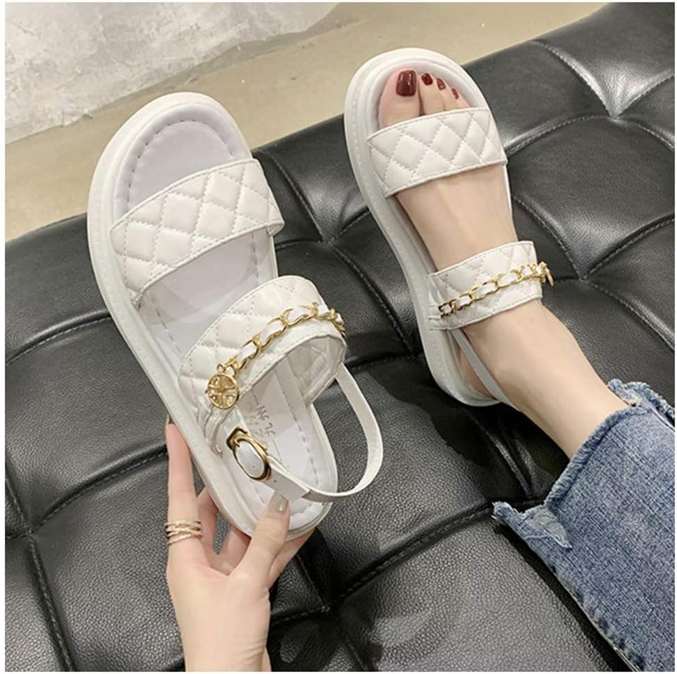 trendy white sandals