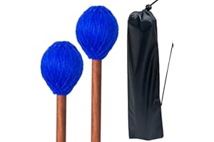 VixxNoxx 2 Pcs Marimba Mallets, Soft Drum Mallets 16.5 Inches with Yarn Heads & Drumsticks Bag, Percussion Accessories for Xylophone, Glockenspiel, Vibraphone, Ideal for Beginners and Music Lovers