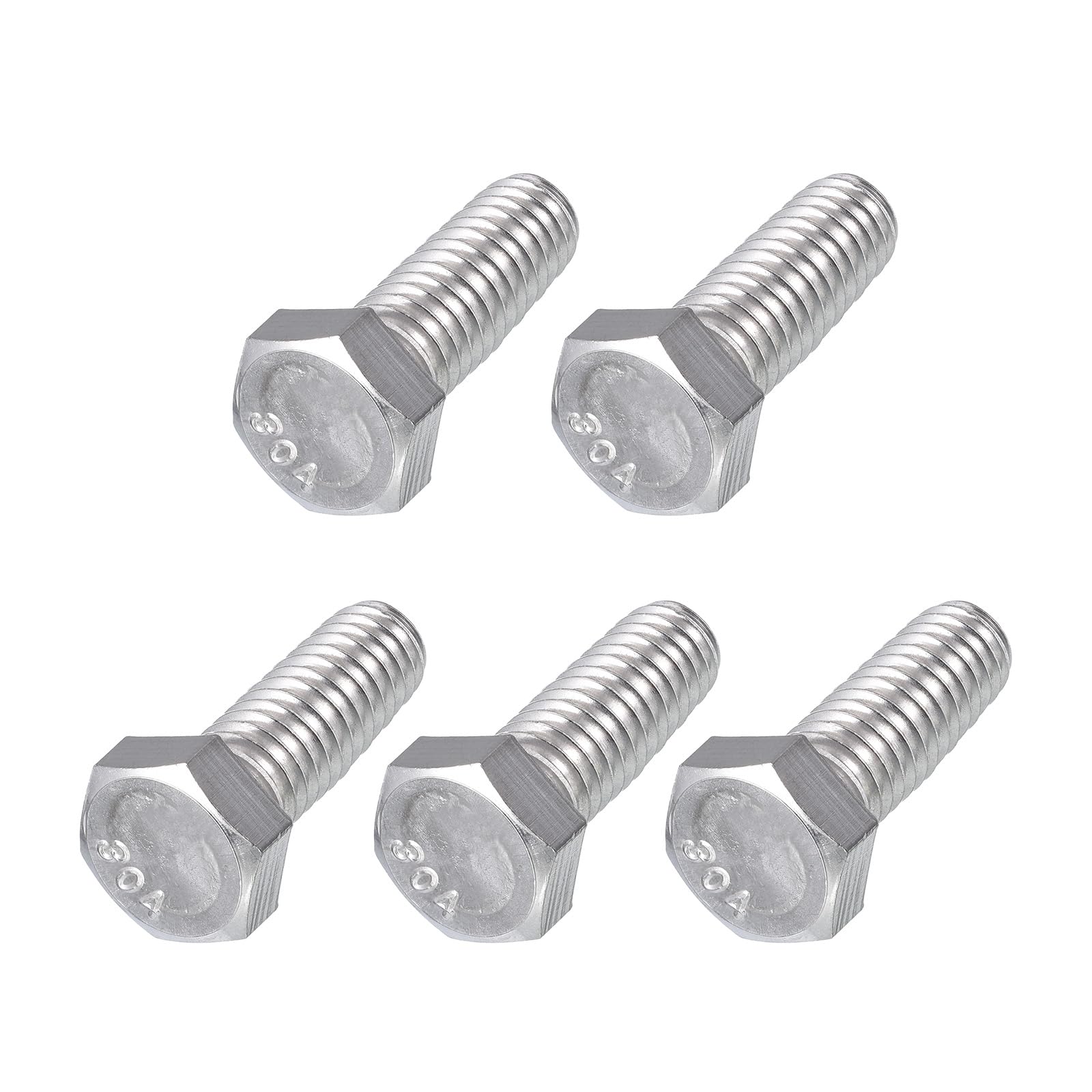 METALLIXITY Hex Head Bolts (3/8-16 x 1") 5Pcs, 304 Stainless Steel 18-8, Fully Threaded, External Hex Drive, Plain Finish, Hex Head Screw Bolt, Silver โ image 1