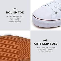 FRACORA Womens White Canvas Sneakers Low Top Canvas