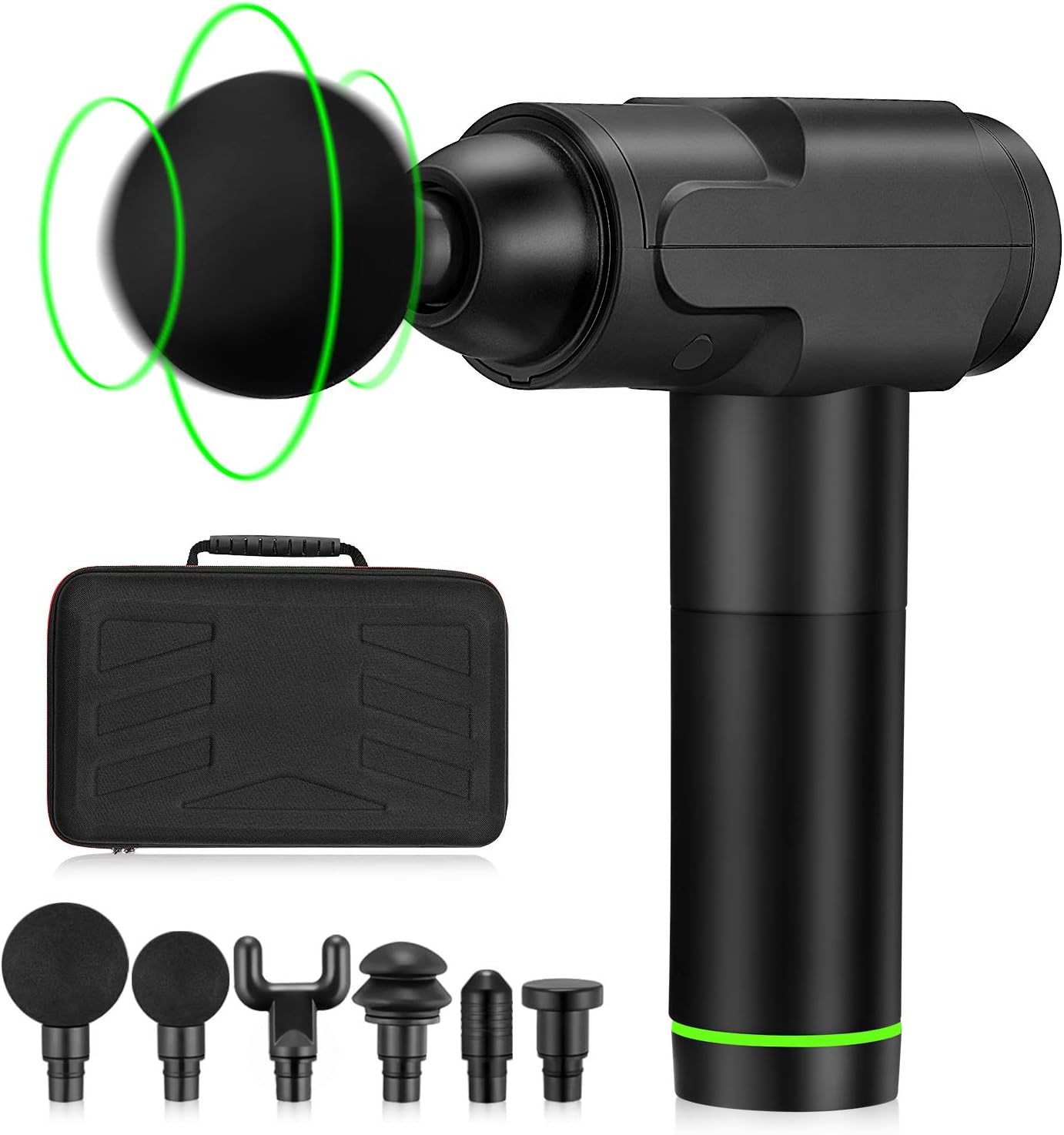 LINNIW Handheld Percussion Massage Gun, Massage Gun Deep Tissue Percussion for Muscle Deep Relaxation, 6 Speed High-Intensity Vibration, Super Quiet, Quick Rechargeable, Includes 6 Massage Heads