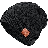 TOUCH TWO Black Acrylic Bluetooth Beanie hat - Tech Gifts for Men and Women, Wireless Bluetooth Hat, Stocking Stuffer