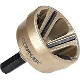 CONQUER Deburring External Chamfer Tool, Tungsten Blade, Fits 1/2"-1 3/8" | For Steel, Copper, Brass, Aluminum, PVC &amp; Wood. 1/4" quick-release shank, spark-free 0-400 RPM. Repairs bolts, rods &amp; pipes