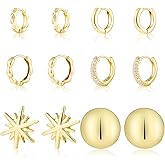 ALLHOLA 6 Pairs Gold Hoop Earrings Set for Women, 14K Gold Plated Small Huggie Hoops Earrings Hypoallergenic, Lightweight Tiny Cartilage Piercings Earrings Jewelry for Women Gifts.