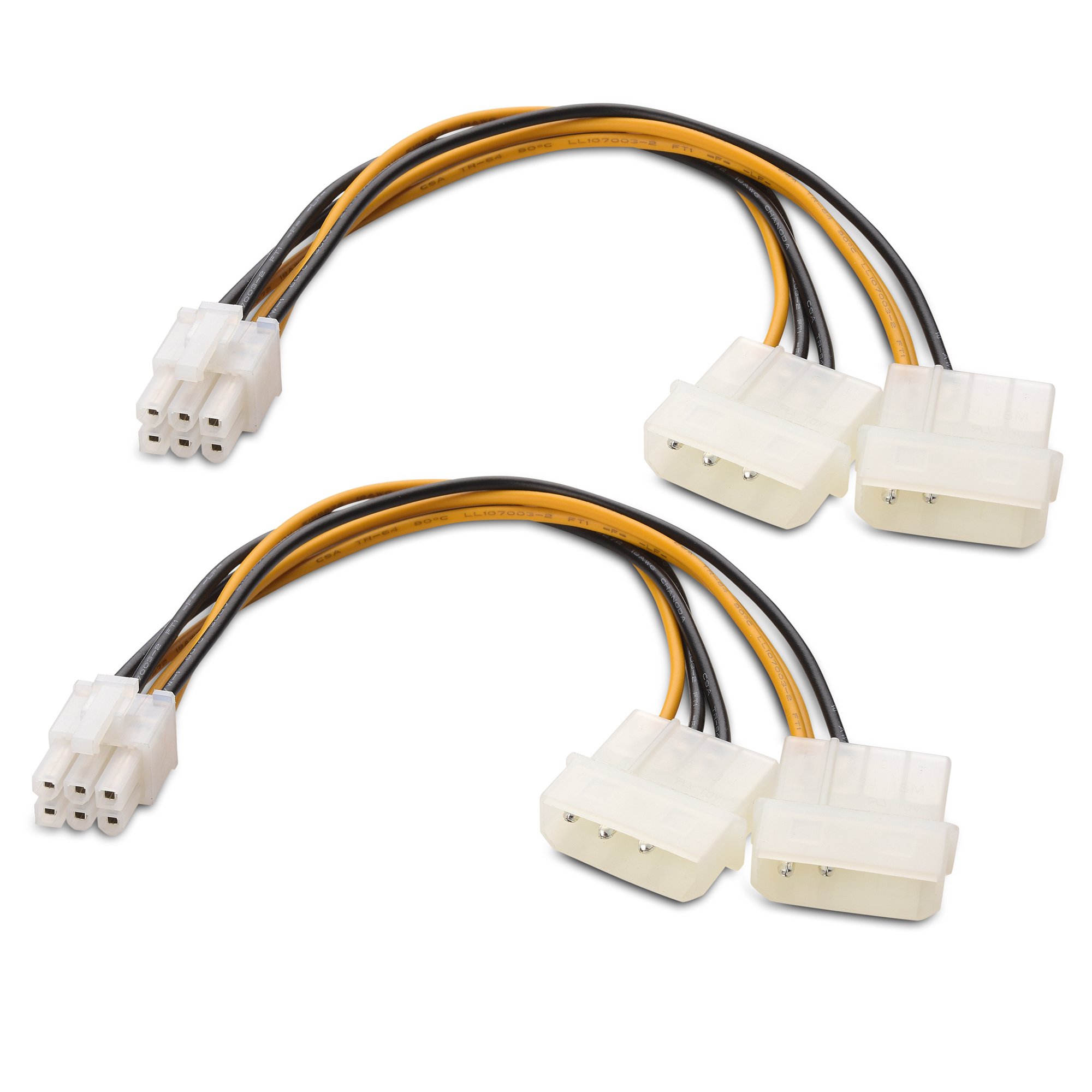 Cable Matters 2-Pack 6 Pin PCIe to Molex Power Cable / 2 Molex to 6 Pin PCIe – 15cm
