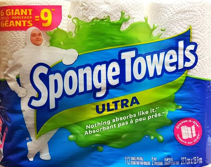 Sponge towels Ultra, super absorbent, 6 huge giant rolls = 9 rolls