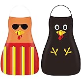 OAXNTGW 2 Pcs Thanksgiving Turkey Apron Cute Thanksgiving Day Turkey Kitchen Kids Cooking Apron Cooking Chef Aprons Funny Fall Adjustable Baking Aprons for Boys Girls Holiday Party Kitchen Gift