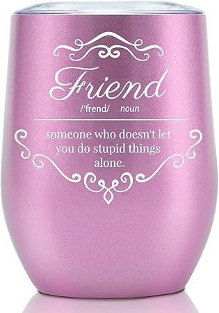Onebttl Regali Per Amiche Del Cuore Bff Amicizia Regali Donna Bicchiere Da Vino 350ml Per Amica Speciale Amiche A Distanza Compleanno Natale Rosa Amazon It Casa E Cucina