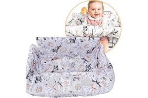 Binxy Baby 2-in-1 Cushy High Chair Cover and Shopping Cart Cover for Baby, Comfortable Cover for Grocery Cart, Universal Fit Cart Cover for Babies, Includes Storage Pouch - Coming Up Roses