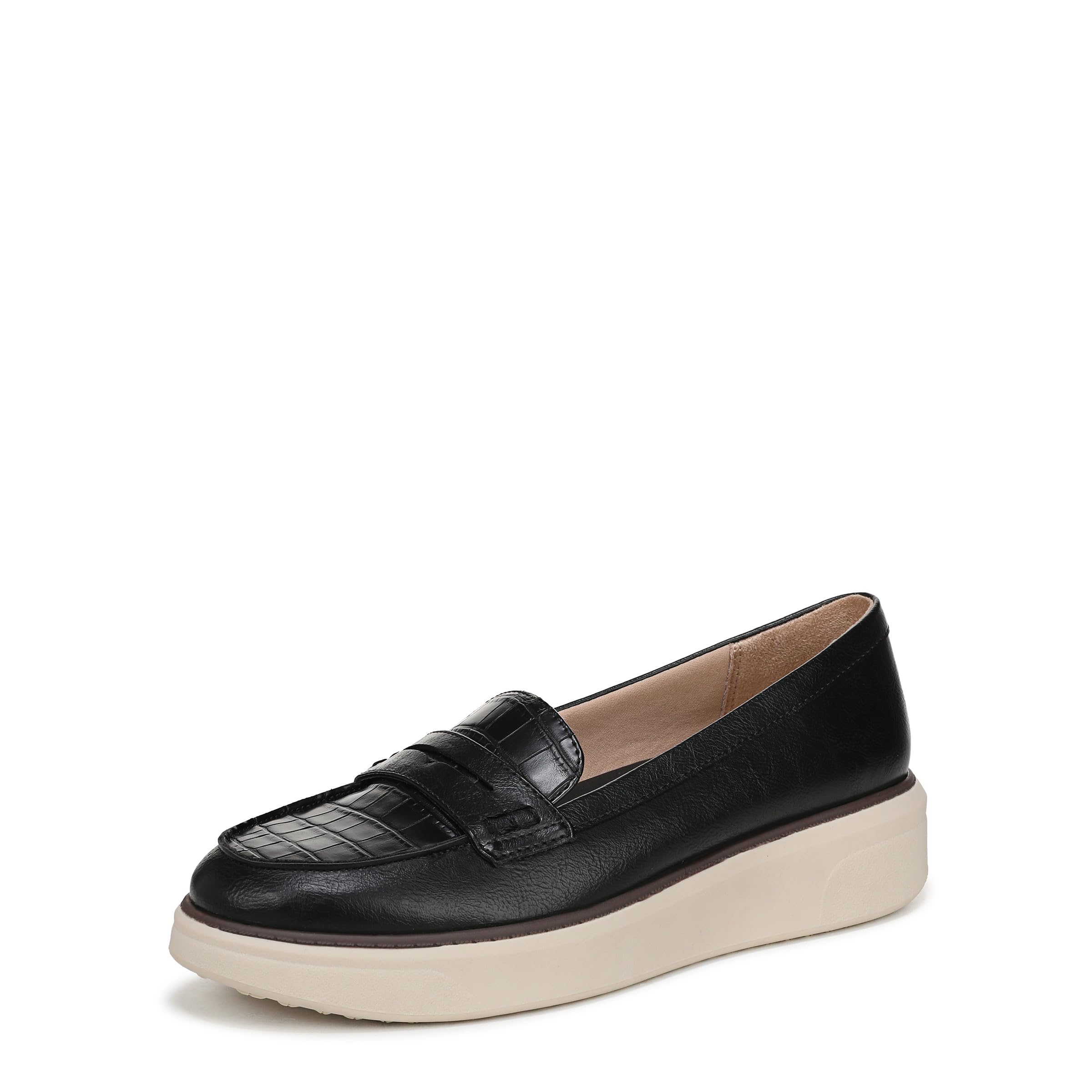 LifeStride Womens Chelsea Loafer Black Croco 9.5 M