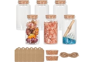 Miukada Small Glass Jars with Cork Lids 120 ml, Glass Vials with Corks 6 Pack, Potion Bottles, Sand Jars, Spell Jars, Seashell Jars, Small Glass Bottles for Crafts, Decoration, Party Favors