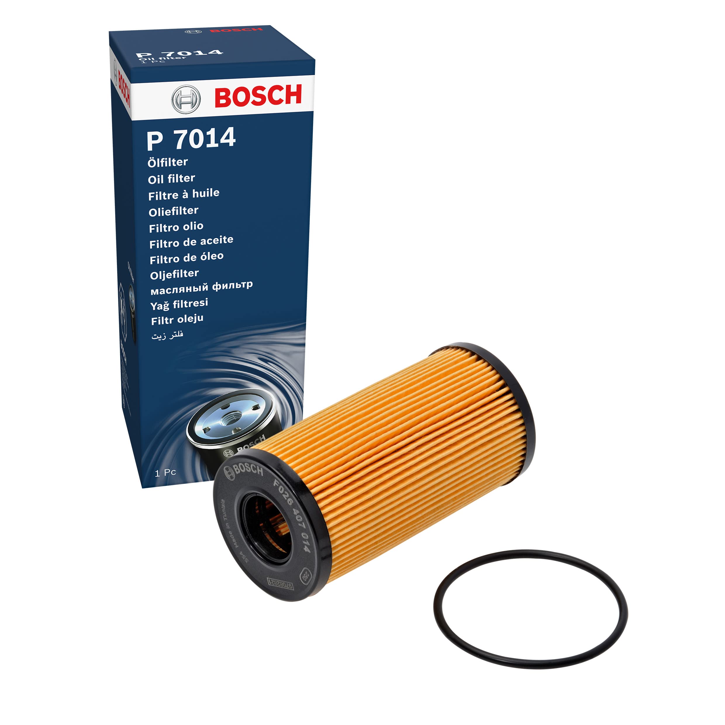 Bosch P7014 Car Oil Filter - Separates Soot and Metal Particles from Engine Oil - Provides Reliable Engine Lubrication