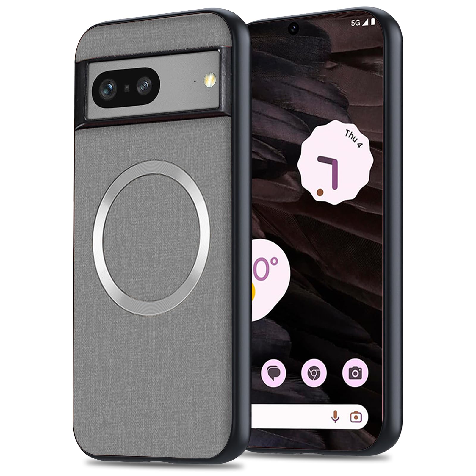 Yhsvie Magnetic Mobile Phone Case for Google Pixel 7 Cover Compatible with MagSafe,Thin Anti-Fingerprint Protective Case,Shockproof Cover for Pixel 7 5G with TPU Bumper for Car Holder-Grey
