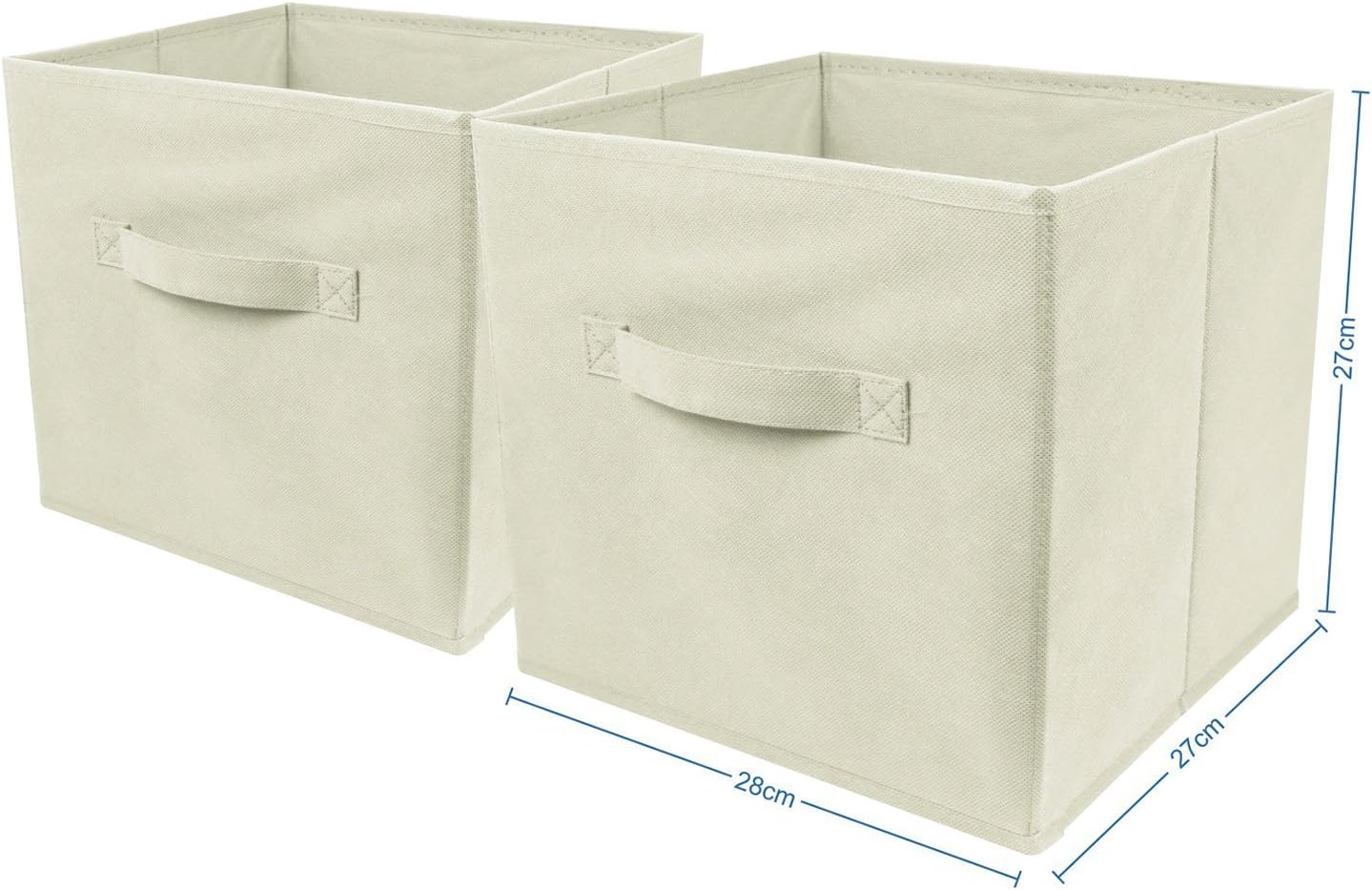 Top Home Solutions Pack of 2 Large Foldable Square Canvas Cube Storage Box Collapsible Fabric