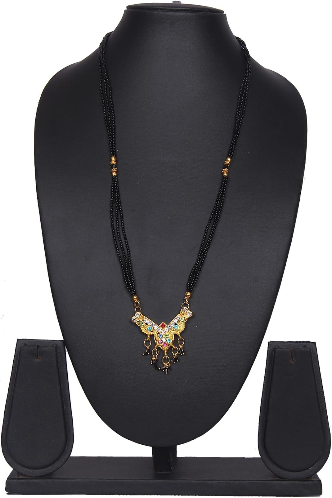 Gold Plated Multicolor Black Beads Chain Mangalsutra TMS208