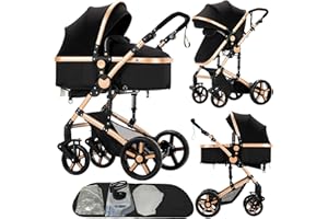 REENBORN 2 in 1 Baby Stroller, Convertible Pram, Reversible Standard Baby Stroller, Portable Baby Buggy, Infant Carriage, Foldable High Landscape Pushchair for Toddler Newborn (2US588-BG)