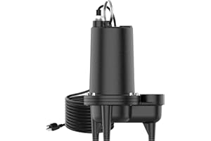 Bomgie 2/5HP Cast Iron Sewage Pump, 5995GPH Submersible Effluent Pump with 20ft Cord, Ideal for Basement/Sump Applications – Commercial-Grade Drainage System, 2'' NPT Discharge