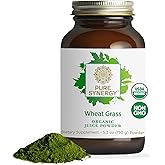 PURE SYNERGY Organic Wheat Grass Juice Powder | Chlorophyll-Rich Green Juice Powder | Raw Organic USA Wheat Grass | for Energy, Alkaline Balance, and Digestion Support (5.3 oz.)