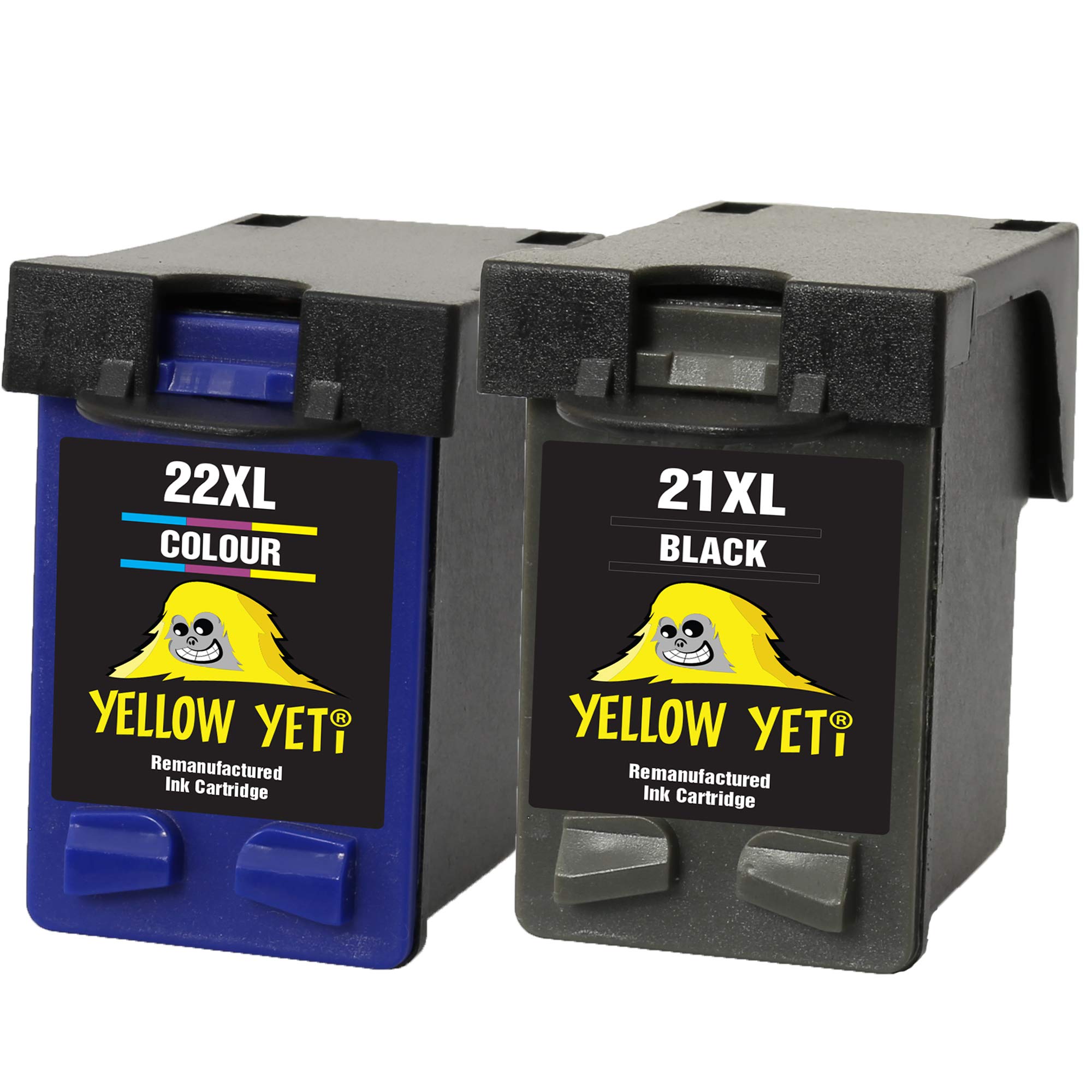 YELLOW YETI Remanufactured 21XL 22XL Ink Cartridges (Black, Colour) for HP Deskjet F2120 F2180 F2280 F335 F375 F380 F390 F4180 F4190 3940 D1460 D1530 D2360 D2460 Officejet 4315 4355 PSC 1410 1415