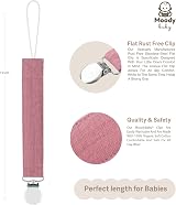 MoodyBaby Soft Organic Cotton Dummy Clips 4 Pack Pacifier Clips Unisex view 3