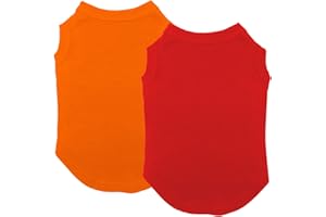 Chol&Vivi Dog Shirt Clothes, 2pcs Shirt for Large Size Dog, Blank Pet Cotton Sleeveless Apparel Soft and Lightweight, Tank Top for All Breeds, Red and Orange, XXX-Large