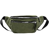 Fashion Corduroy Waist Pack Zipper Chest Fanny Pack Adjustable Belt Bag Cell Phone Wallet Purse for Sport Travel