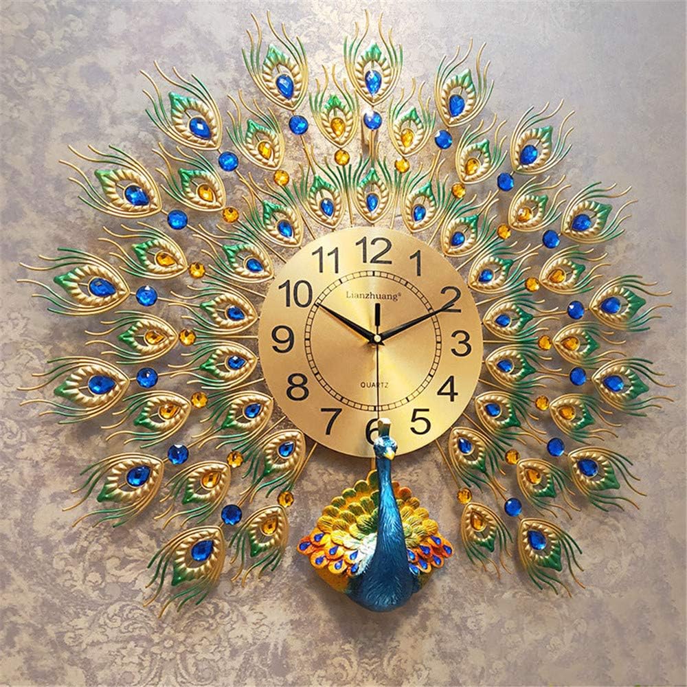GPFDM Peacock Wall Clock,Home Decoration European Peacock
