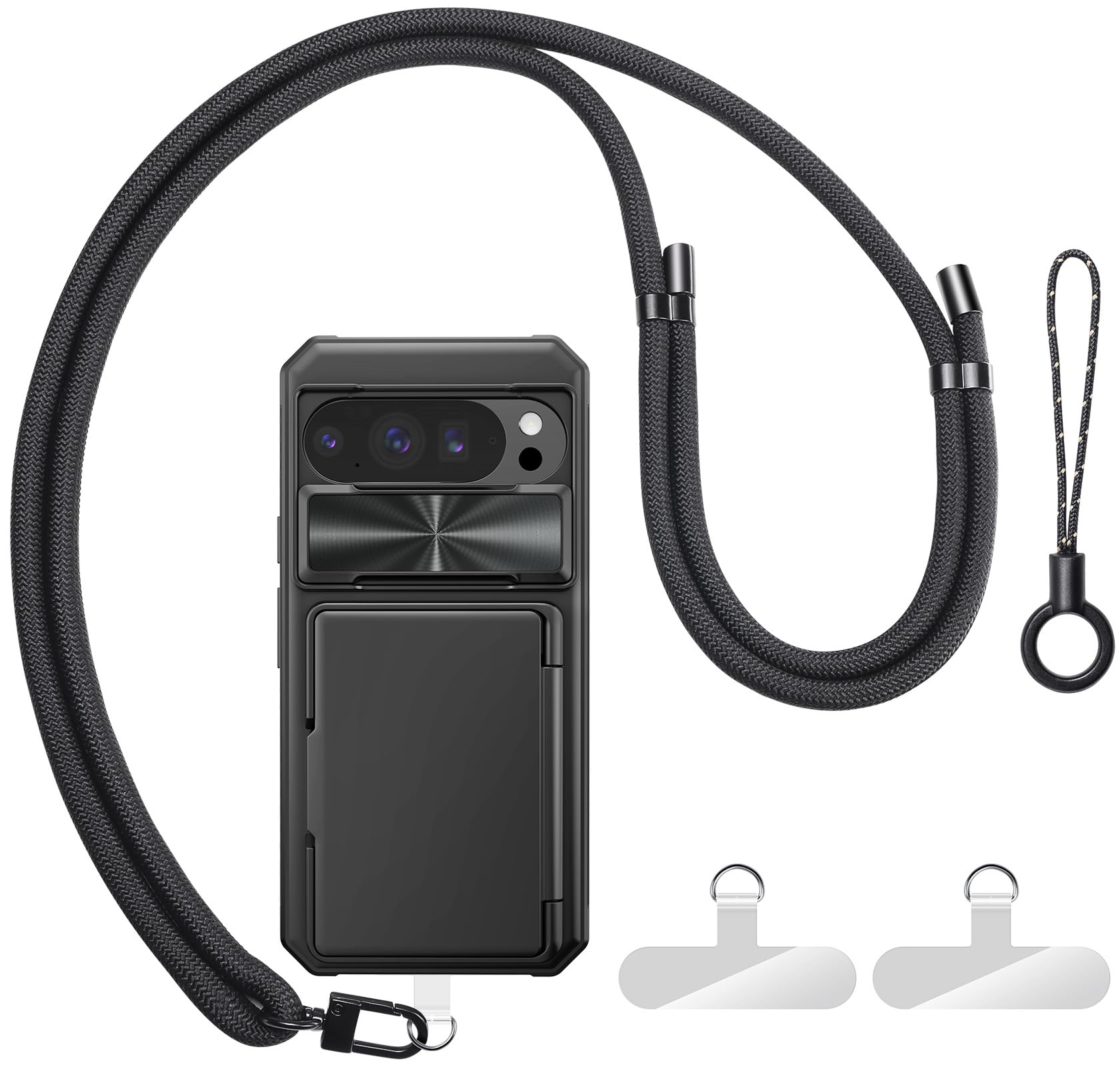 Photo 1 of ***Missing lanyard***BXYJY for Google Pixel 10 & 10 Pro Case with Strap, Crossbody Cell Phone Lanyard for Women Men, Card Holder, Slide Camera Cover, Military Grade Drop, Heavy Duty Phone Case for Pixel 10 & 10 Pro, Black***Missing lanyard***