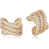 LOYATA 14K Gold Plated Cubic Zirconia Ear Cuff Huggie Hoop Ear Cuff Earrings for Women Clip On Cartilage Earring Gold Earrings for Women Jewelry Gifts
